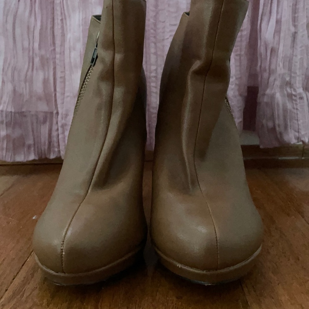 Brown leather booties